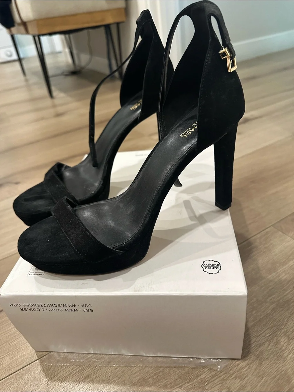 Michael Kors Black Suede Ankle-Tie High Heels